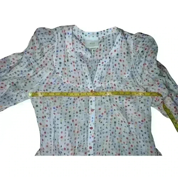 Antropologie Maeve Buttondown Tunic Sz m Dots Boho Bohemian V-neck - Picture 7 of 8